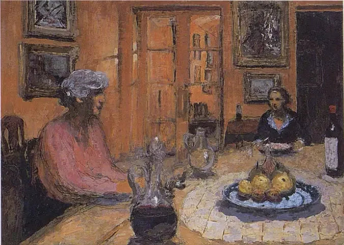 Madame Hessel und Lulu, im Esszimmer, Rue de Naples - Édouard Vuillard