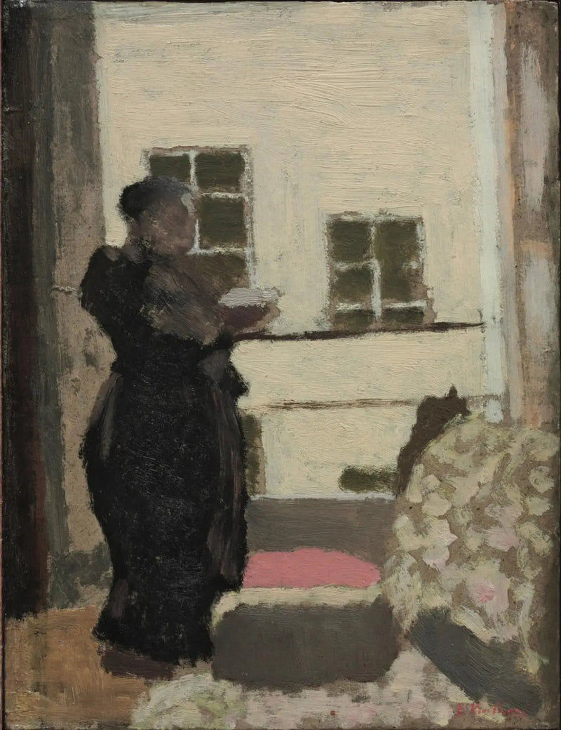 Madame Vuillard stehend lesend vor dem Fenster - Édouard Vuillard