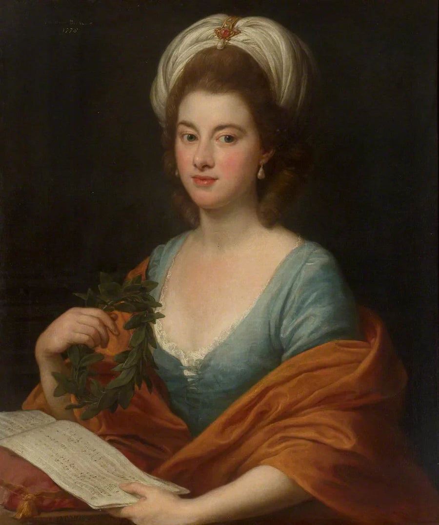 Mademoiselle Frances Lyde Browne, die der Musik gewidmet ist, und eine Krone - Pompeo Batoni