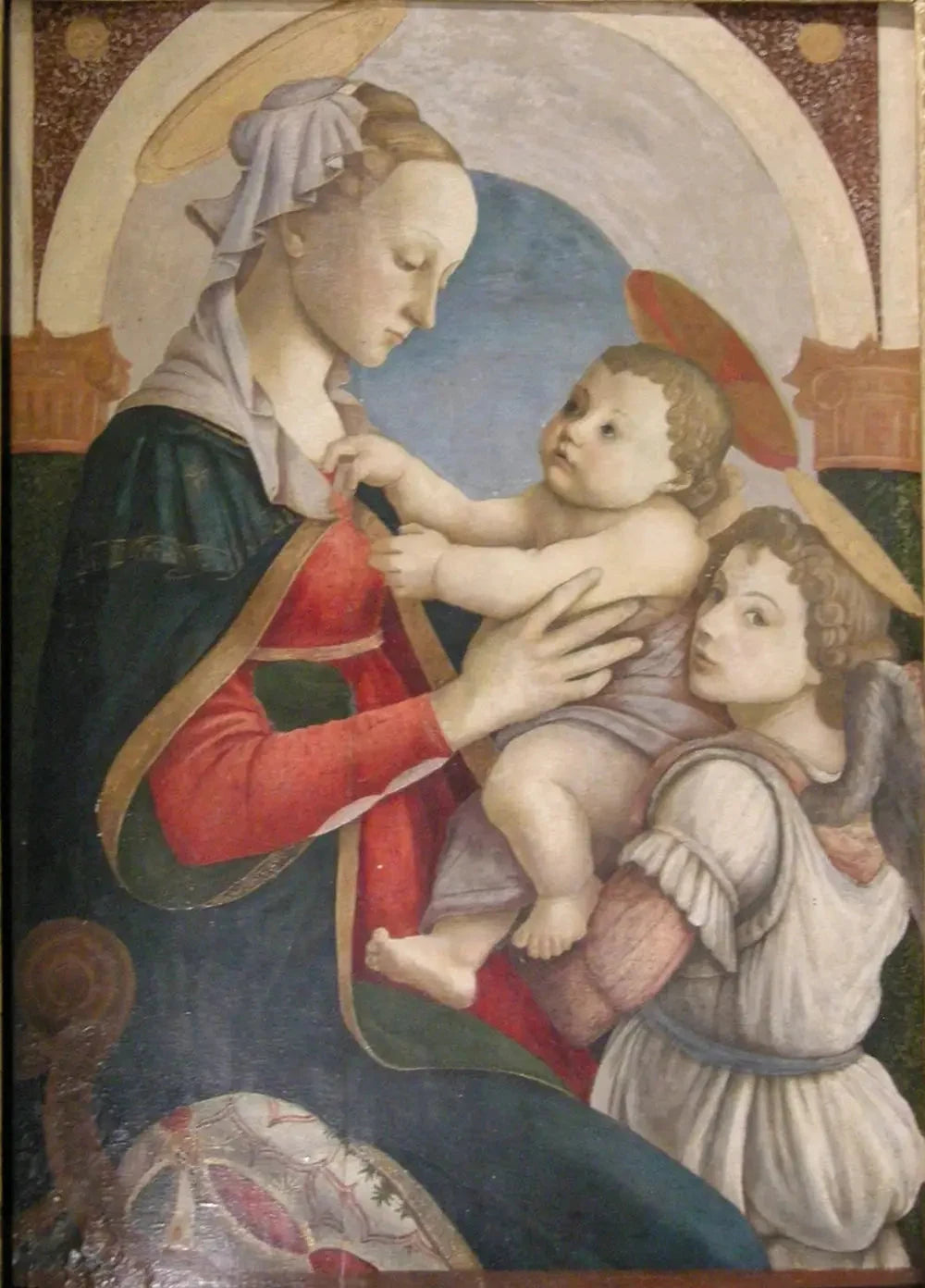 La Vierge et l’Enfant avec un ange de Botticelli, Museo degli Innocenti – reproduction peinture à l’huile sur toile