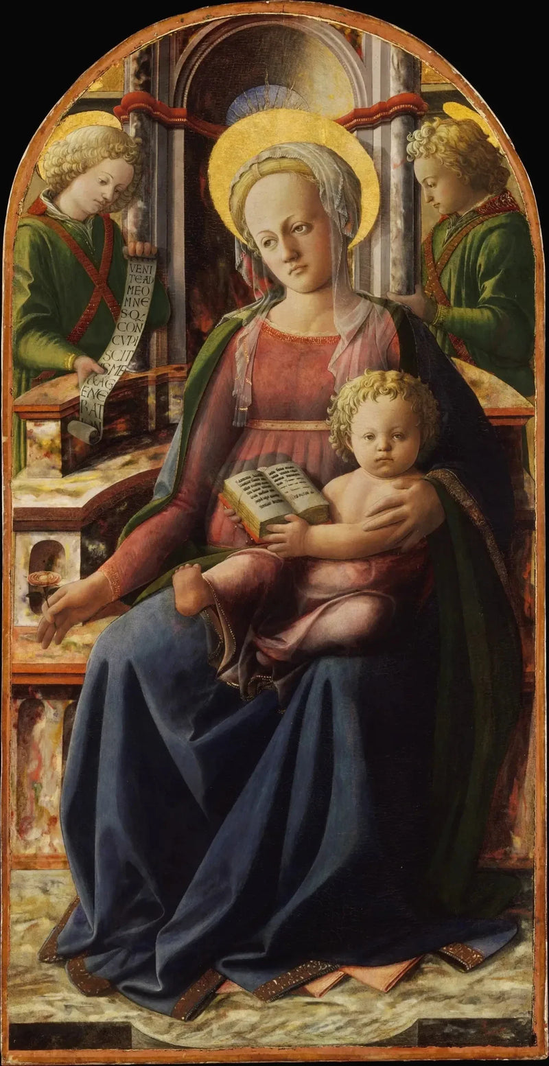 Madonna und Kind auf dem Thron mit zwei Engeln - Fra Filippo Lippi