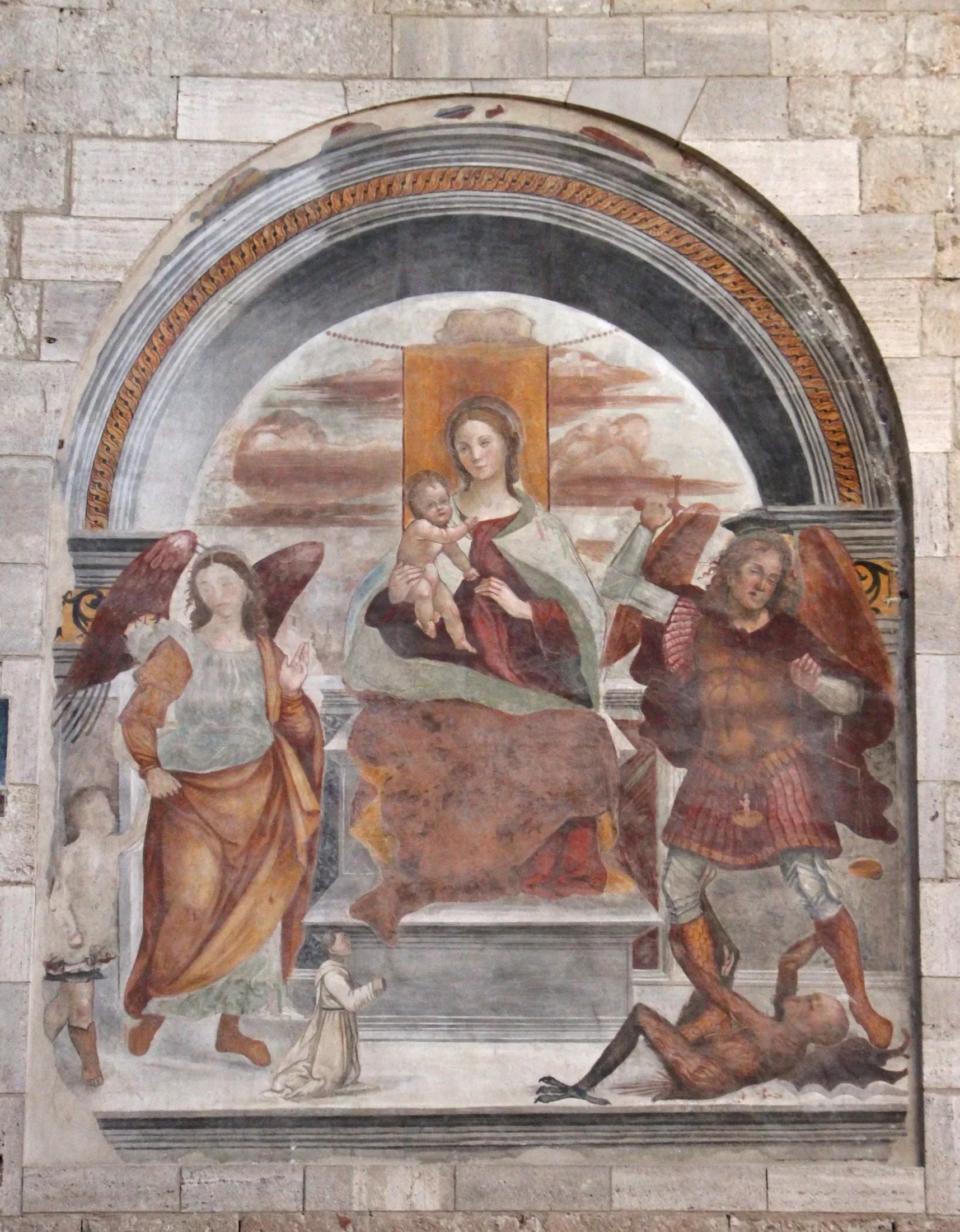 Madonna col Bambino, gli arcangeli michele e Raffaele, e un donatore - Il Sodoma (Giovanni Antonio Bazzi) image 1 copie peinte à la main à l’huile