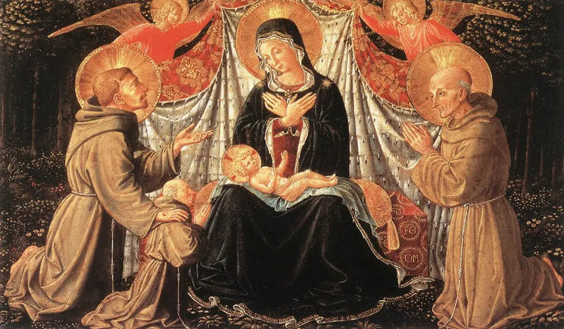 Madonna mit Kind mit St. Franziskus Bernardine, Fra Jacopo - Benozzo Gozzoli