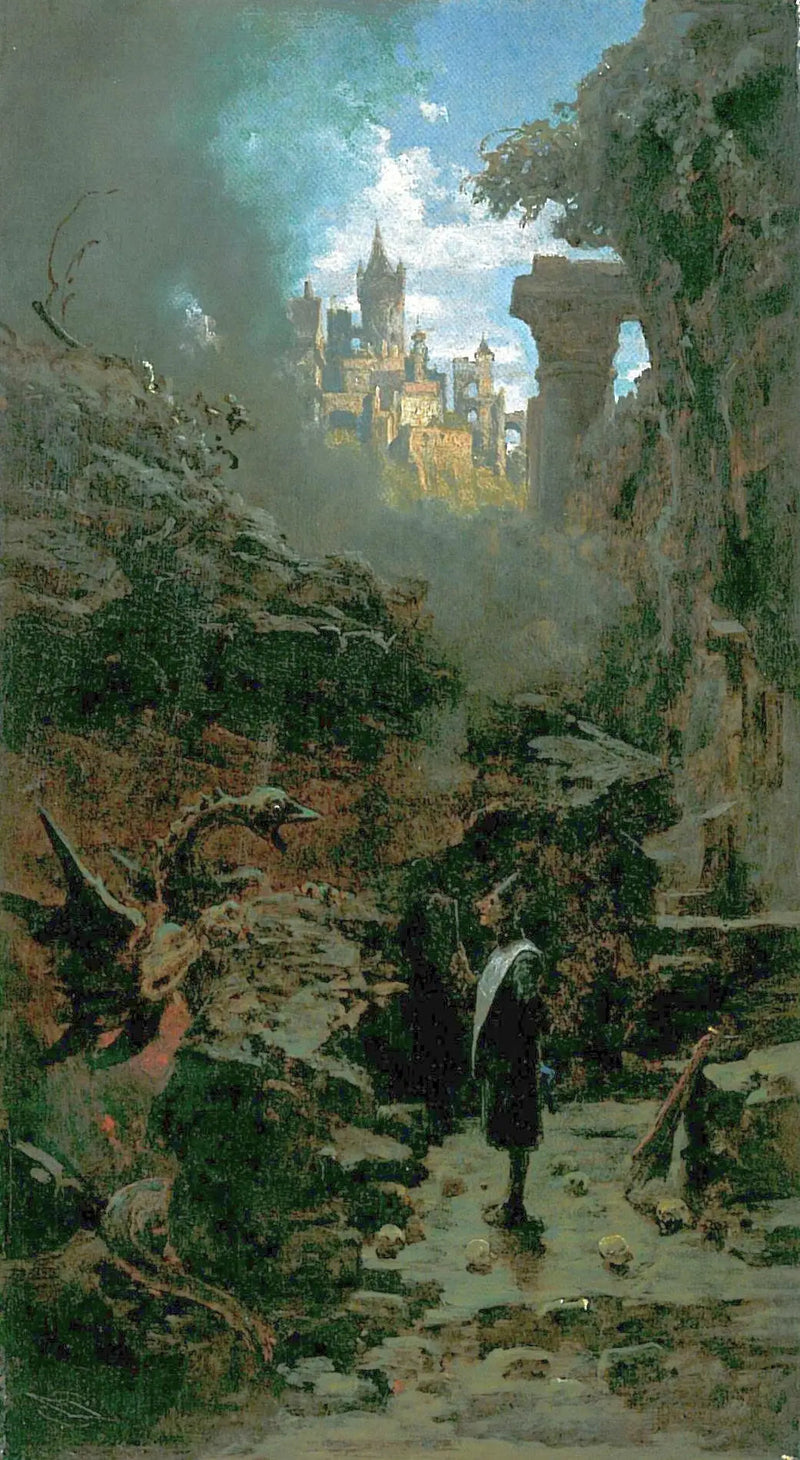 Zauberer und Drache - Carl Spitzweg