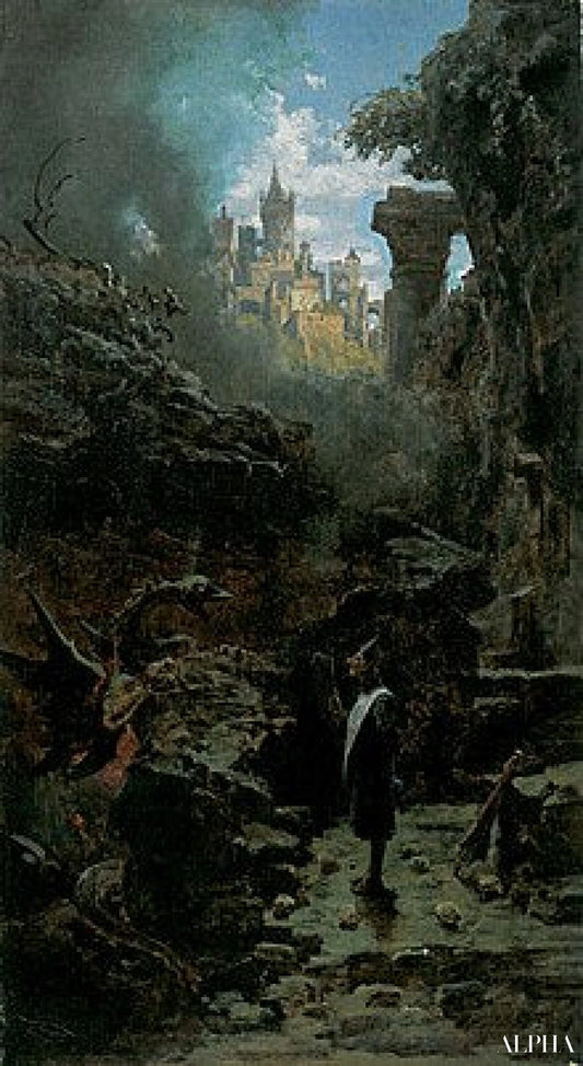 Magicien et Dragon - Carl Spitzweg - Reproductions de tableaux et peintures haut de gamme