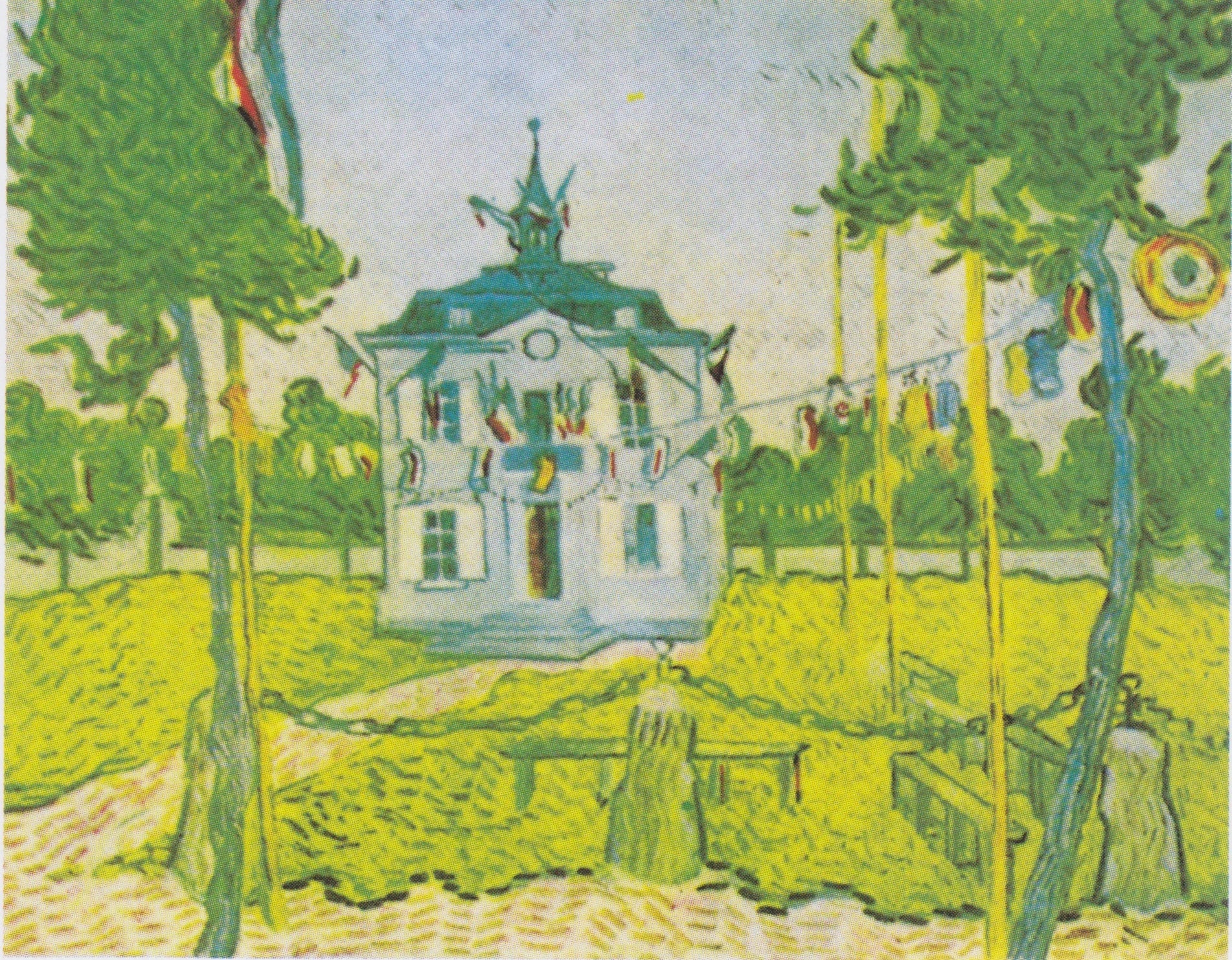 La Mairie d’Auvers-sur-Oise le 14 juillet de Vincent van Gogh, 1890