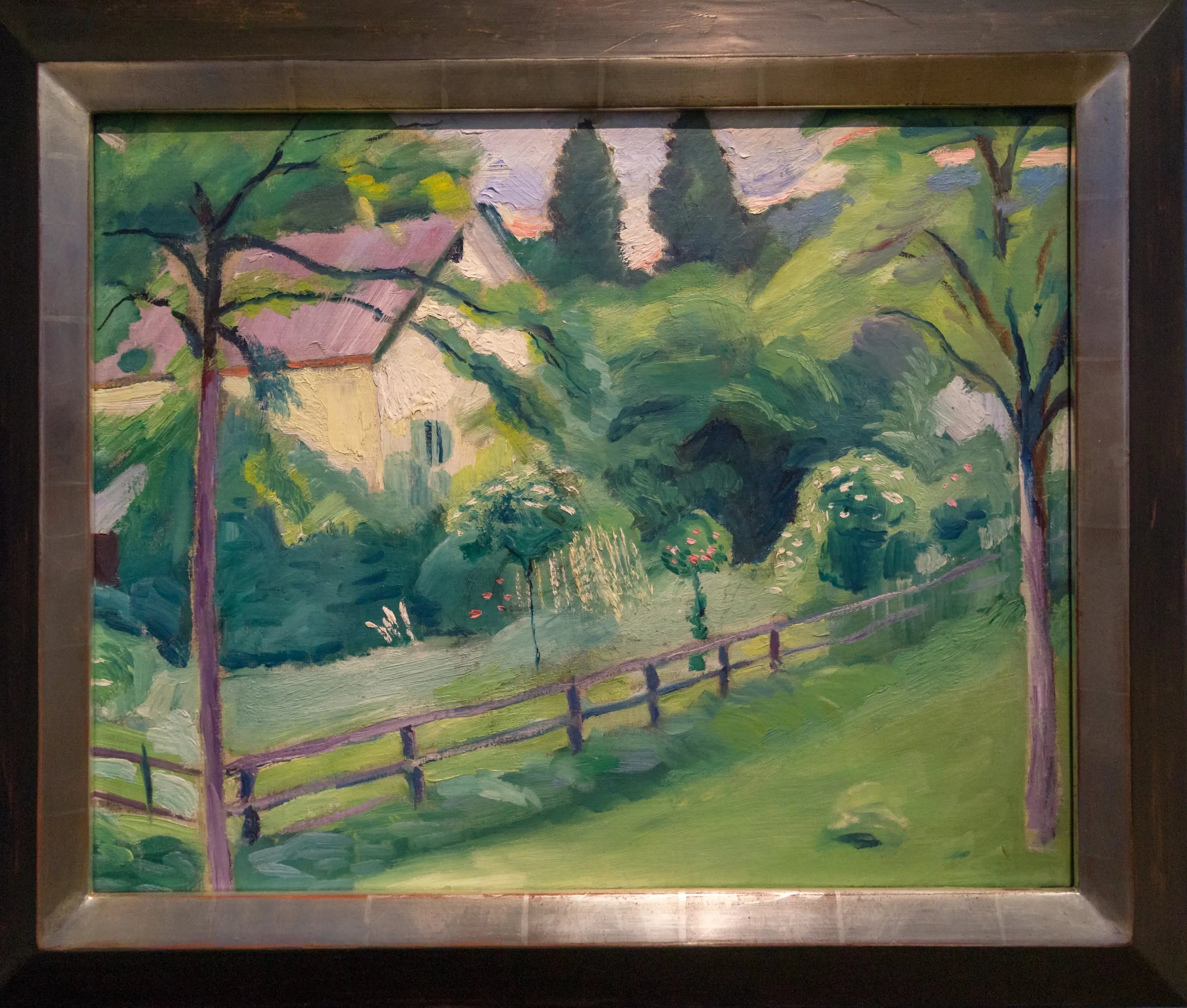 Maison de campagne avec jardin - August Macke image 1 reproduction artisanale de tableau