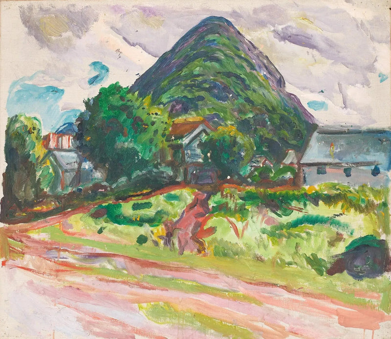 Haus und Berge im Hintergrund - Edvard Munch