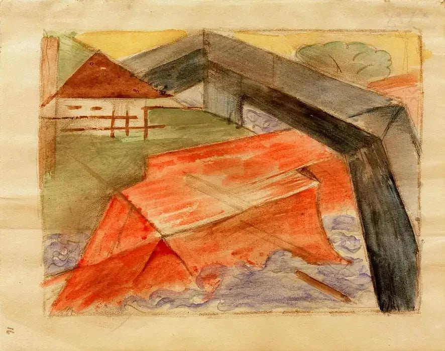 Haus und Brücke - Franz Marc