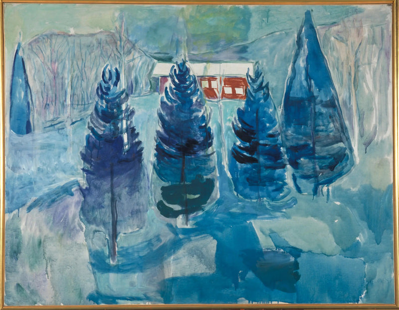 rotes Haus und Fichten - Edvard Munch