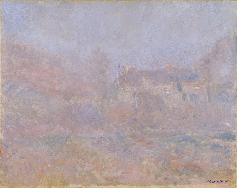 Maisons à Falaise, brouillard - Claude Monet image 1 copie peinte à la main à l’huile