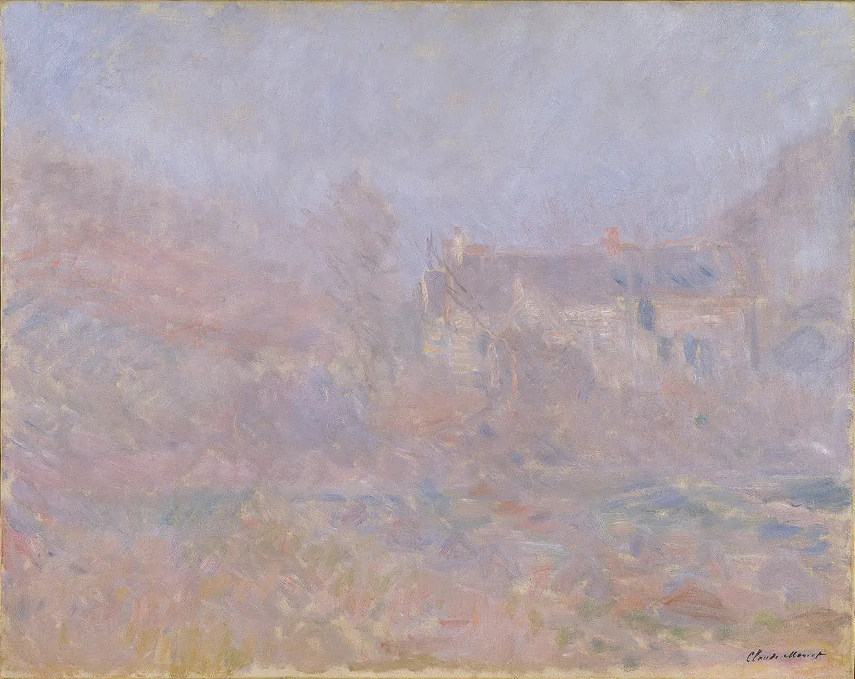 Maisons à Falaise, brouillard - Claude Monet image 1 copie peinte à la main à l’huile