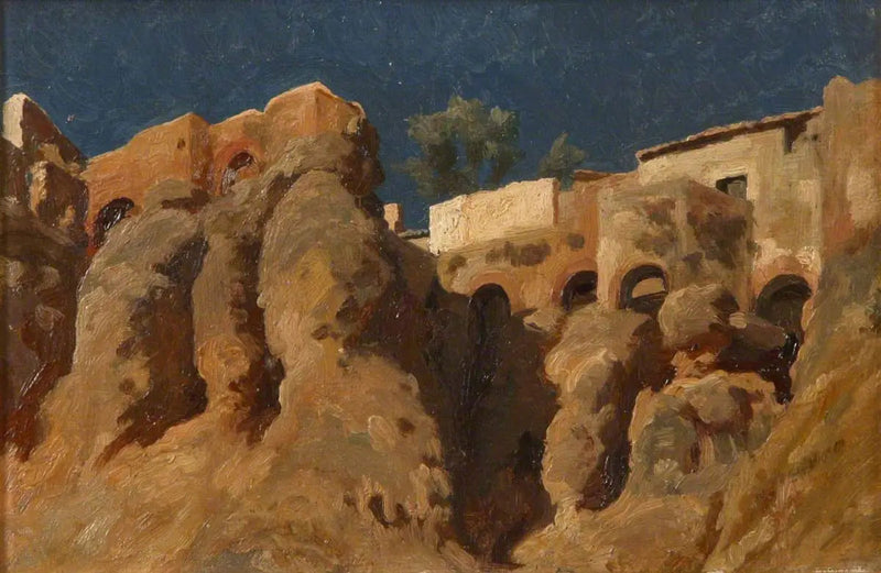 Häuser an der Spitze einer Klippe im Mittelmeer (vielleicht in Capri) - Frederic Leighton
