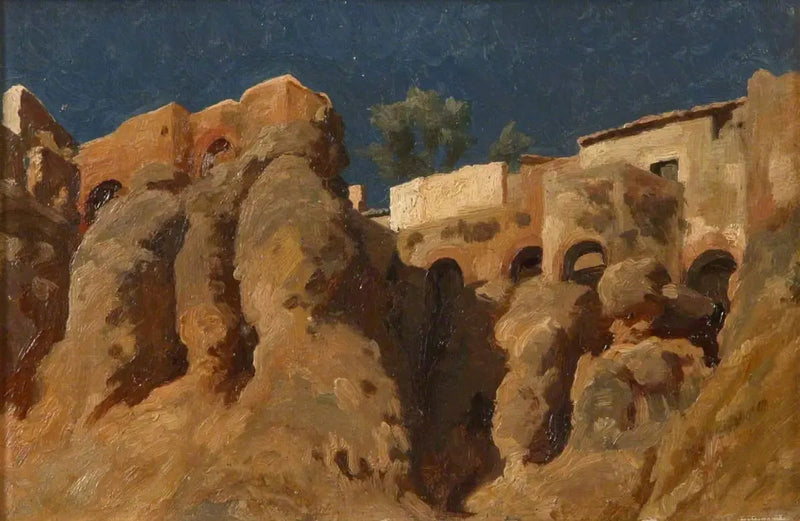 Häuser an der Spitze einer Klippe im Mittelmeer (vielleicht in Capri) - Frederic Leighton