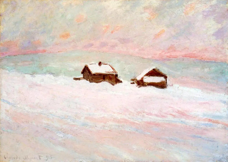 Häuser im Schnee, Norwegen - Claude Monet