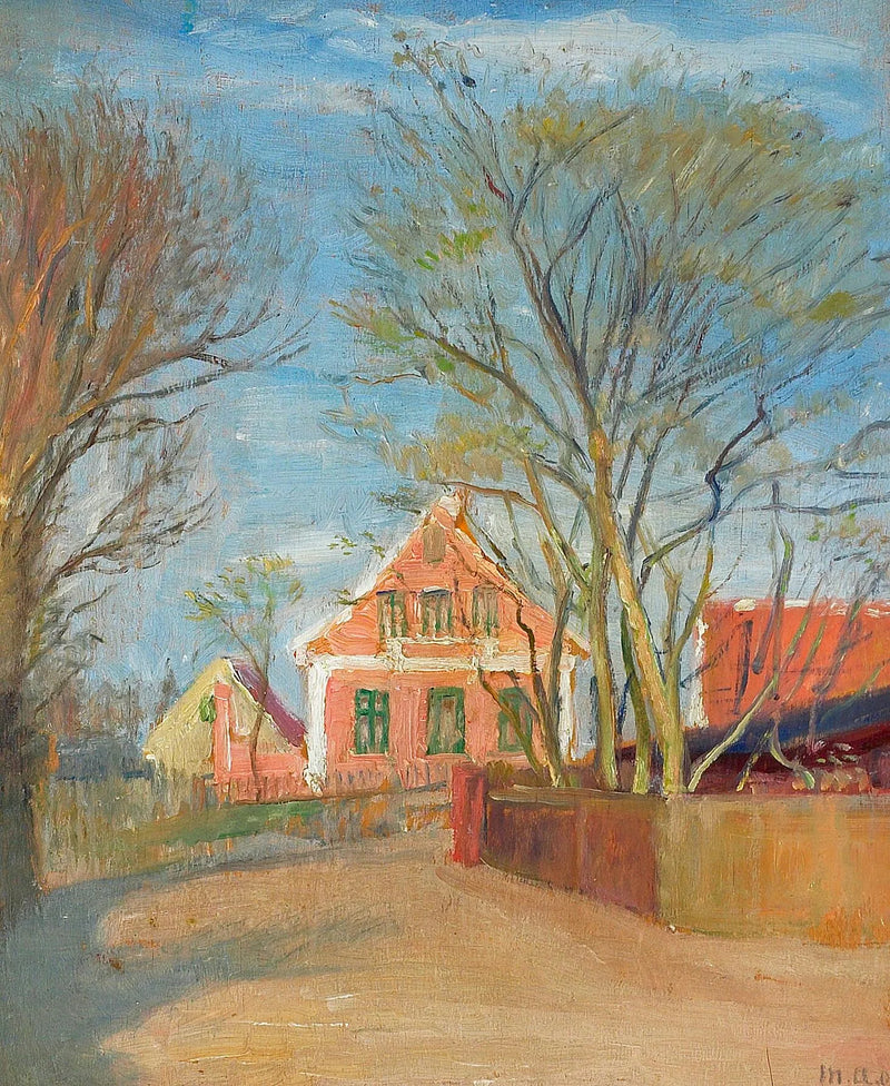 Häuser in Skagen sind in Sonnenlicht getaucht. - Michael Peter Ancher