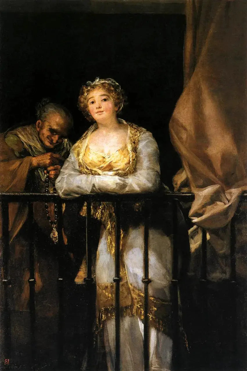 Maja und Célestine auf dem Balkon - Francisco de Goya