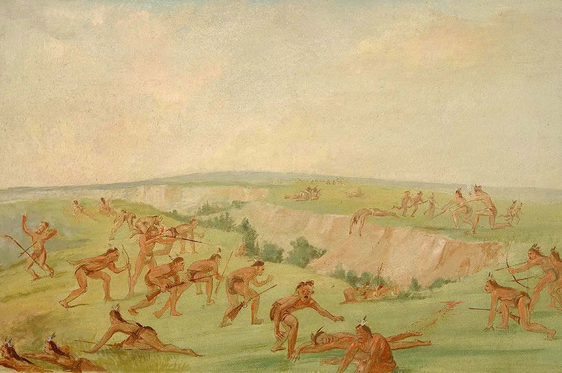 Mandan angreift eine Gruppe von Arikara - George Catlin