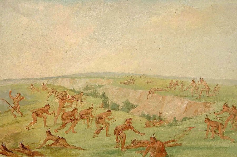 Mandan angreift eine Gruppe von Arikara - George Catlin