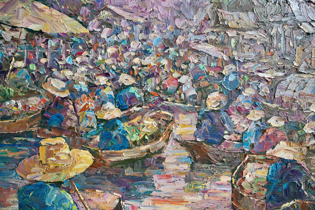 Marché flottant | 145 x 105 cm image 6 tableau peint à l’huile sur toile