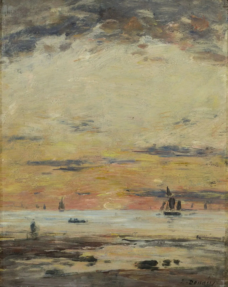 Niedrigwasser Sonnenuntergang - Eugène Boudin