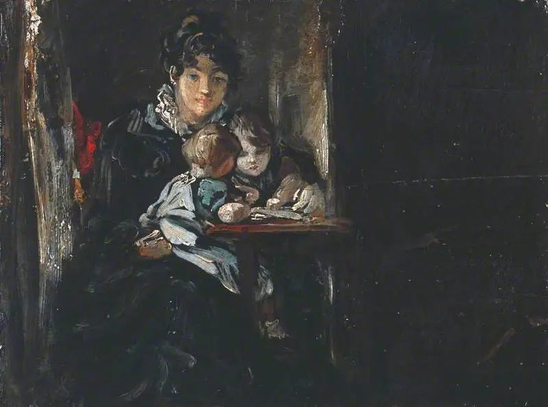 Maria Constable mit zwei ihrer Kinder. Rückseite: Kopie nach Teniers - John Constable