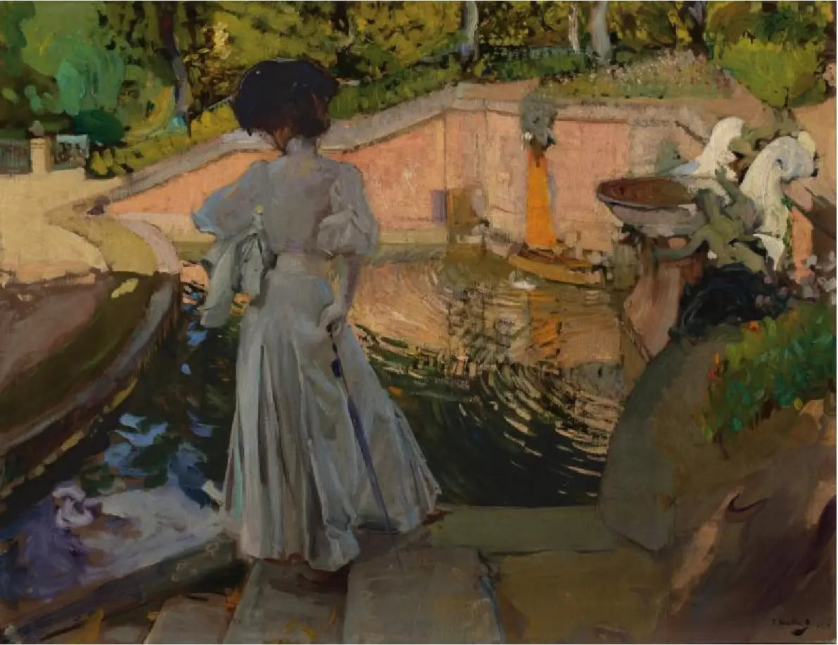 Maria regarde les poissons. Ferme - Joaquín Sorolla image 1 copie peinte à la main à l’huile