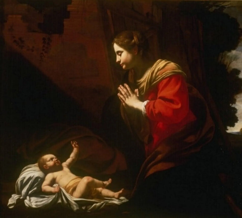 Marie verehrend das Kind - Simon Vouet