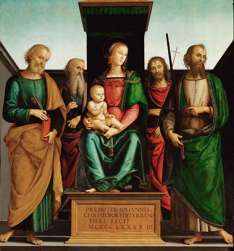 Maria mit dem Kind und den vier Heiligen - Pietro Perugino