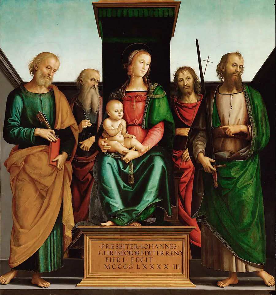 Maria mit dem Kind und den vier Heiligen - Pietro Perugino