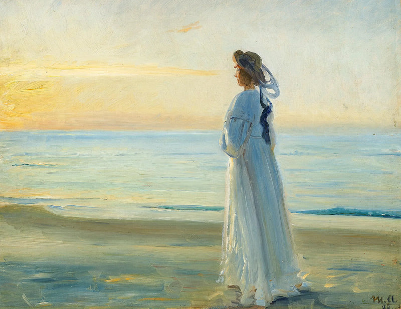 Marie Dinesen spaziert am Skagen Nordstrand. -Michael Peter Ancher