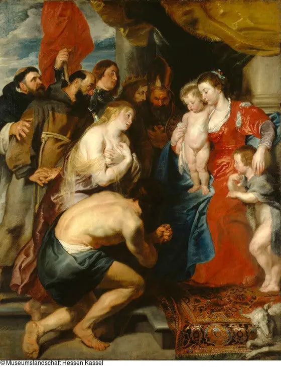 Maria und Jesus mit dem heiligen Johannes, verehrt von den reuigen Fischern und den Heiligen (ca. 1619) - Peter Paul Rubens