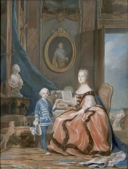 Marie-Josèphe de Saxe und der Herzog von Burgund in seinem Appartement in Versailles - Maurice-Quentin de La Tour