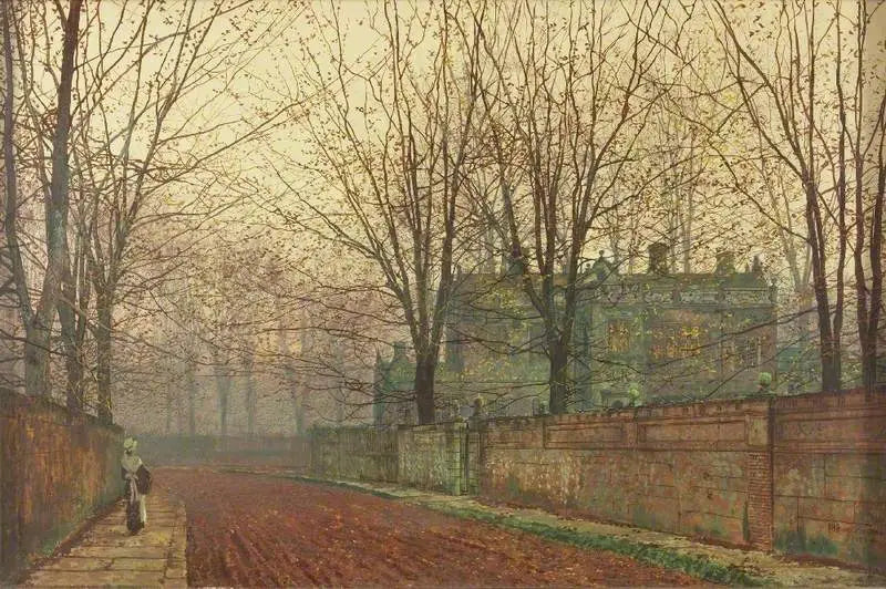 Matin de novembre, Knostrop Hall, Leeds - John Atkinson Grimshaw image 1 copie de tableau peinte à la main