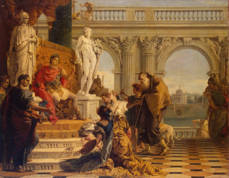 Mäzen, der die freien Künste dem Kaiser Augustus präsentiert - Giovanni Battista Tiepolo
