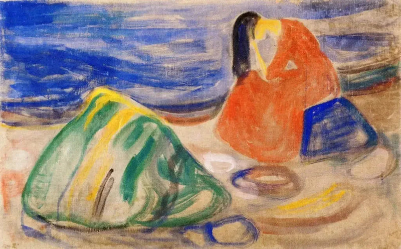 Melancholie. Frau weint am Strand - Edvard Munch