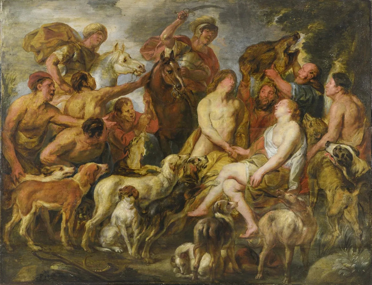 Méléagre présentant la tête de sanglier à Atalante - Jacob Jordaens image 1 reproduction de peinture à l’huile