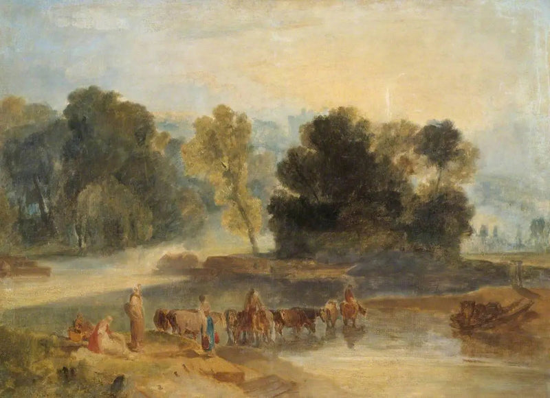 Männer mit Pferden, die einen Fluss überqueren - J. M. W. Turner