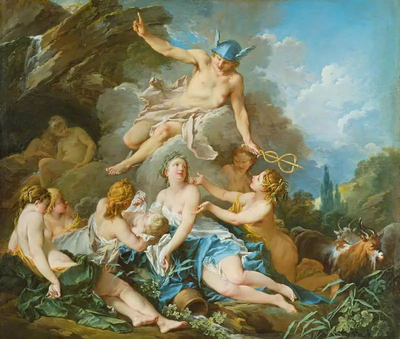 Merkur vertraut dem Kind Bacchus den Nymphen an - François Boucher