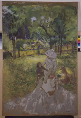 Mutter und Kind im Garten (Morgen im Obstgarten) - Édouard Vuillard