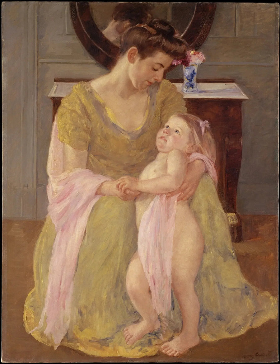 Mère et enfant avec un foulard rose - Mary Cassatt image 1 reproduction de peinture à l’huile