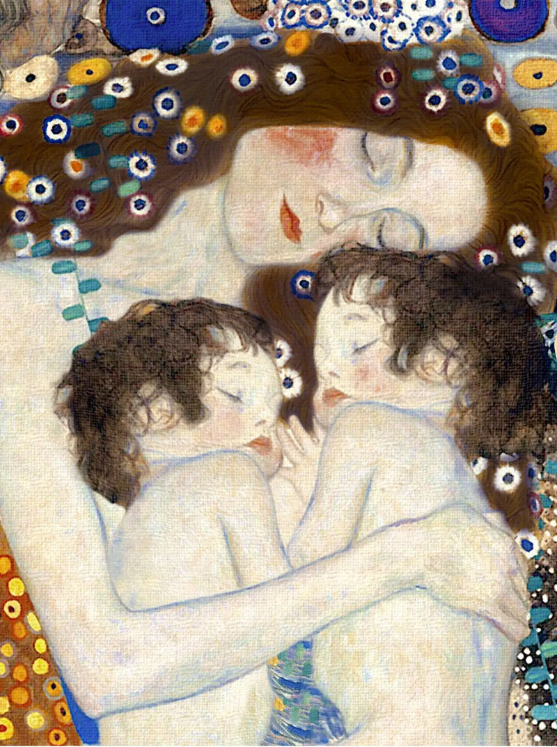 👩‍👧‍👦 Mutter und Kinder – Light-Version (Detail II von Die drei Lebensalter der Frau) – Gustav Klimt (1905)