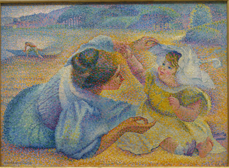 Mutter spielt mit ihrem Kind - Henri-Edmond Cross