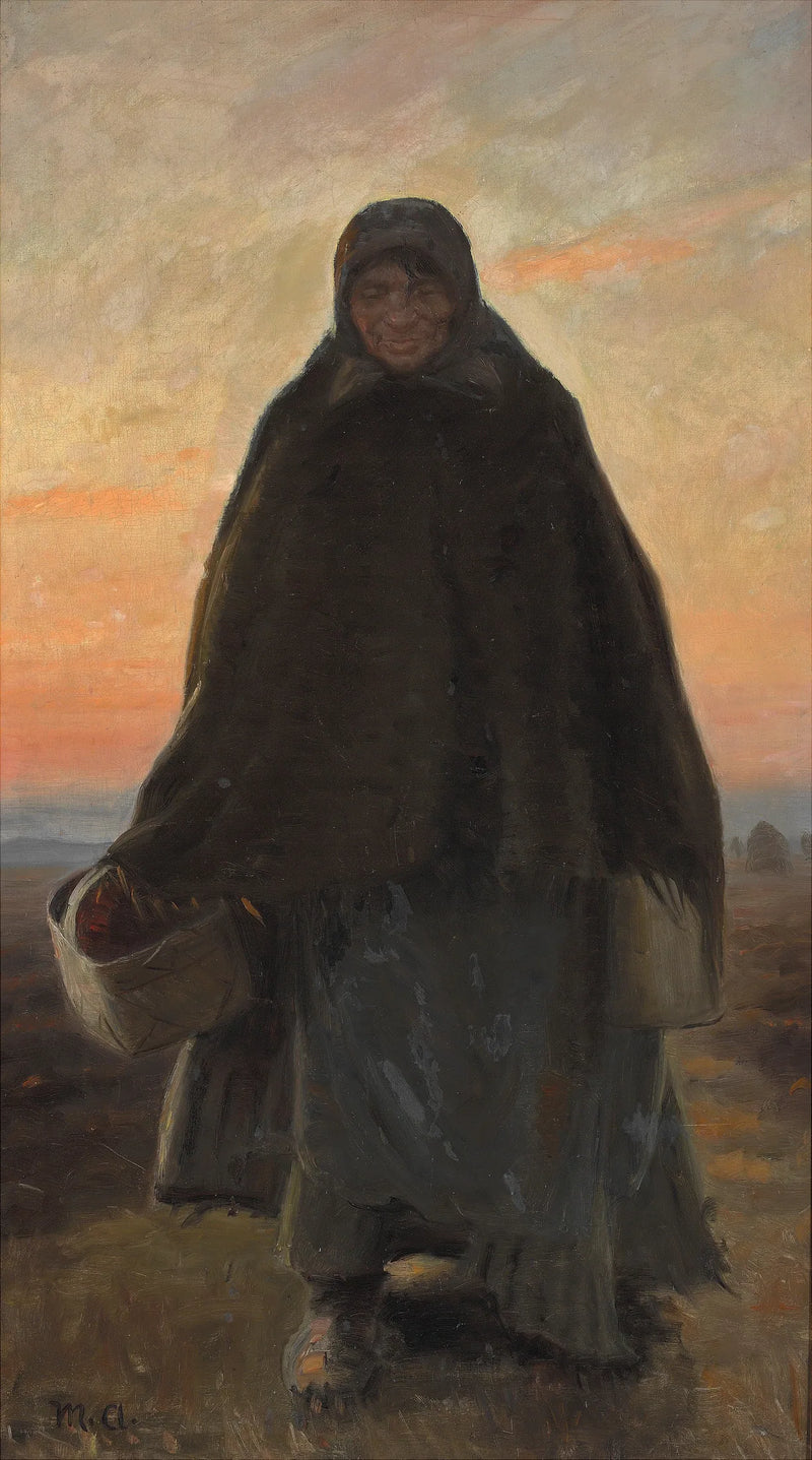 Die fröhliche Elsie spaziert im Abendlicht über das Moor nach Hause. – Michael Peter Ancher