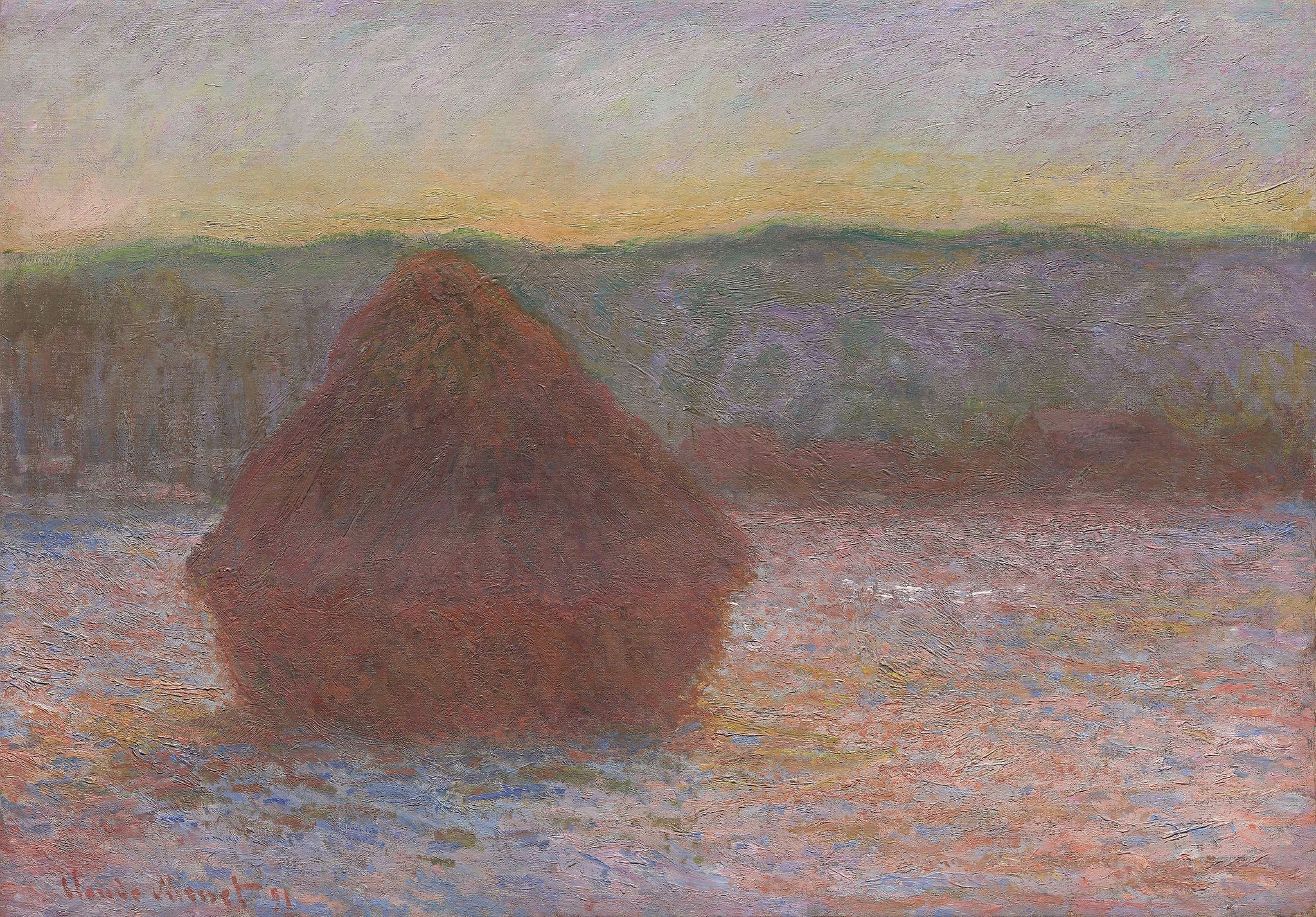 Meule, dégel, soleil couchant W1284 de Claude Monet – Art Institute of Chicago 1983.166