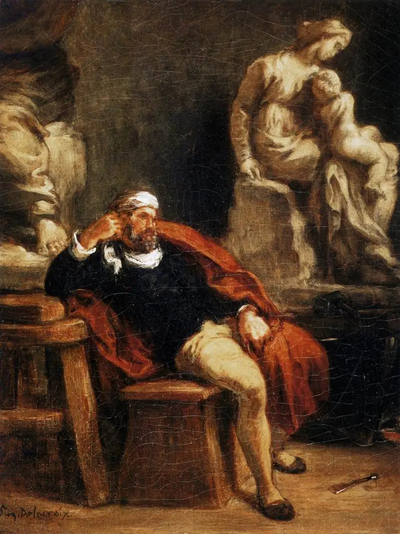 Michelangelo in seiner Werkstatt - Eugène Delacroix