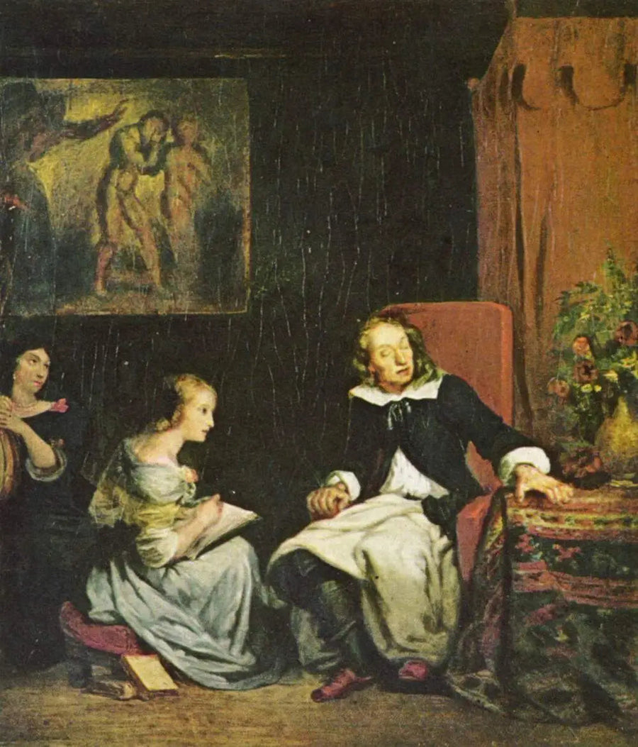 Milton, der seinen Töchtern sein episches Gedicht „Das verlorene Paradies“ diktiert - Eugène Delacroix