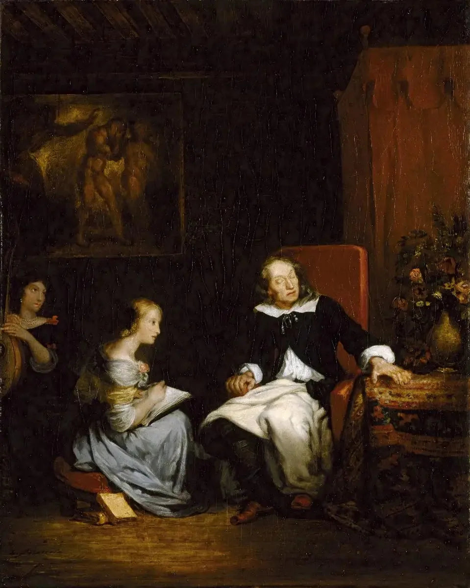 Milton dictant à ses filles son poème épique, « Le paradis perdu » - Eugène Delacroix image 2 reproduction réalisée par Alpha Reproduction
