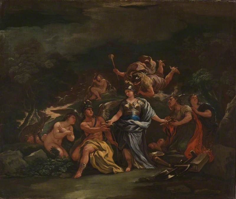 Minerve, Schutzpatronin der Künste und Wissenschaften - Luca Giordano