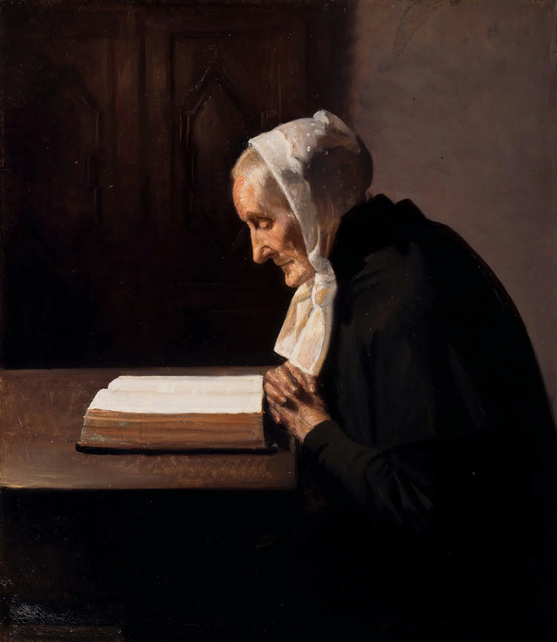 Frau Bründum liest die Bibel. – Michael Peter Ancher